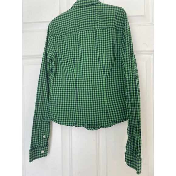 Abercrombie & Fitch Shirt Boys Size Small Plaid Button Down Gingham Green Blue - Picture 5 of 6